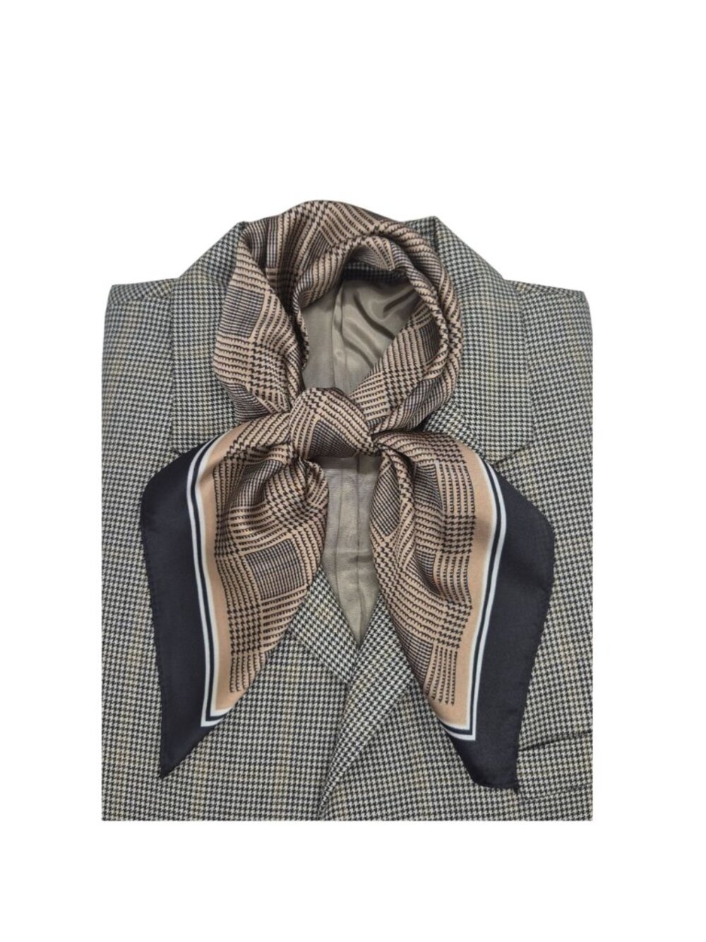 ✨Luxurious Elegant Silky Square Scarf Black White Block Design Bandana Neck Wrap - Picture 2 of 5